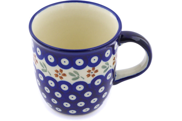 Polish Pottery 12 oz Mug Red Daisy Peacock