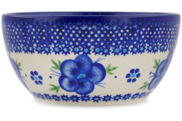 Polish Pottery 6" Bowl Bleu-Belle Fleur - Thumbnail 3