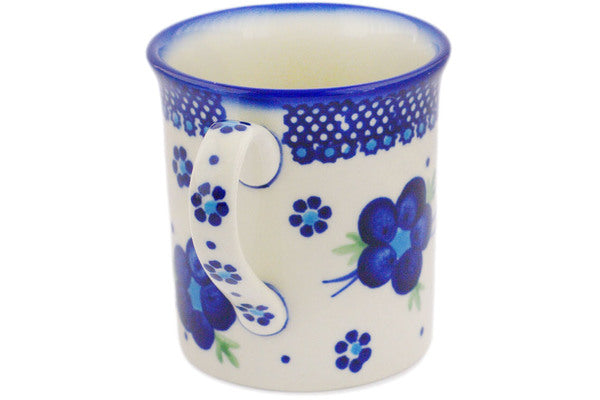 Polish Pottery 8 oz Mug Bleu-Belle Fleur - Thumbnail 5