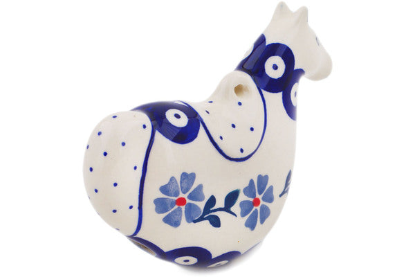 Polish Pottery 5" Horse Ornament Peacock Forget-Me-Not - Thumbnail 2