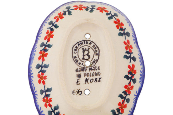 Polish Pottery 5" Soap Dish Red Sunflower - Thumbnail 3