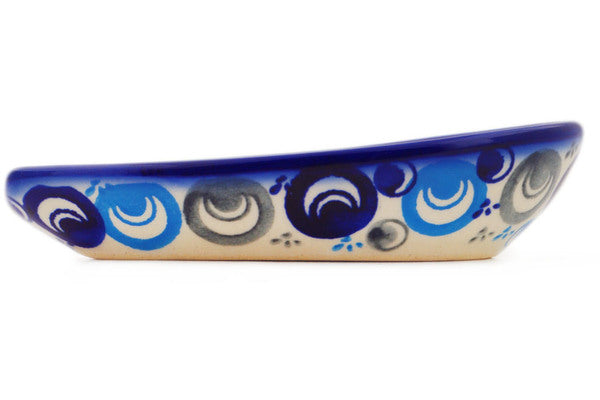 Polish Pottery 5" Spoon Rest Blue Peacock Eye - Thumbnail 3