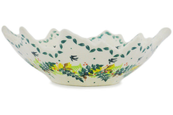 Polish Pottery 9" Leaf Shaped Bowl Sunny Swallow UNIKAT - Thumbnail 3