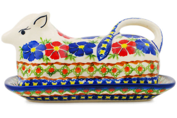 Polish Pottery 8" Butter Dish Paradise Poppy - Thumbnail 2