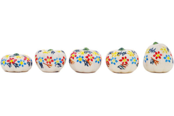 Polish Pottery 2" Set of Figurine Pumpkins - Thumbnail 2