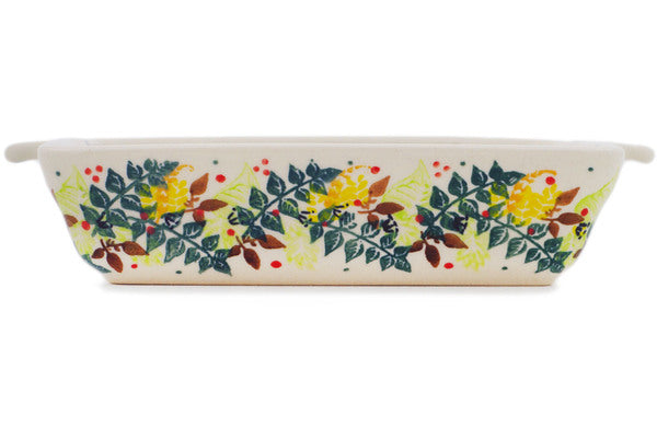 Polish Pottery 9" Rectangular Baker Sunny Swallow - Thumbnail 2