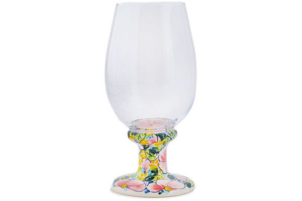 Polish Pottery 19 oz Wine Glass Vibrant Vinca - Thumbnail 2