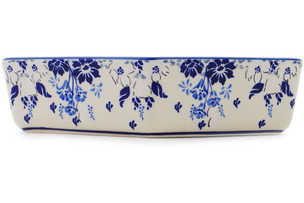 Polish Pottery 8" Bowl Blue-tiful Flowers UNIKAT - Thumbnail 3