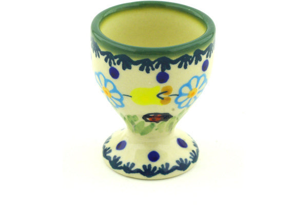 Polish Pottery 2" Egg Holder Flowers And Ladybugs - Thumbnail 2