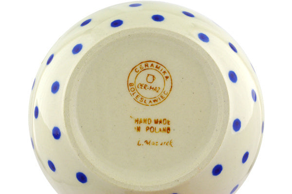 Polish Pottery 5" Bowl Blue Polka Dot - Thumbnail 4