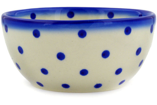 Polish Pottery 5" Bowl Blue Polka Dot