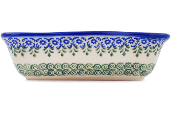 Polish Pottery 8" Rectangular Baker Ring Of Meadow Flowers