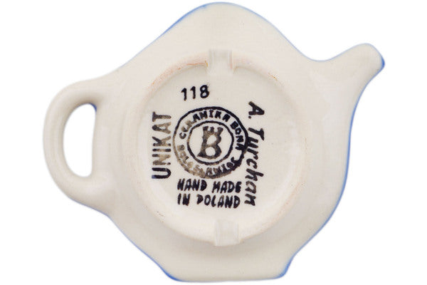 Polish Pottery 4" Tea Bag or Lemon Plate Endless Summer UNIKAT - Thumbnail 4