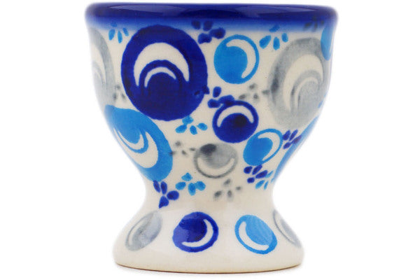 Polish Pottery 2" Egg Holder Blue Peacock Eye