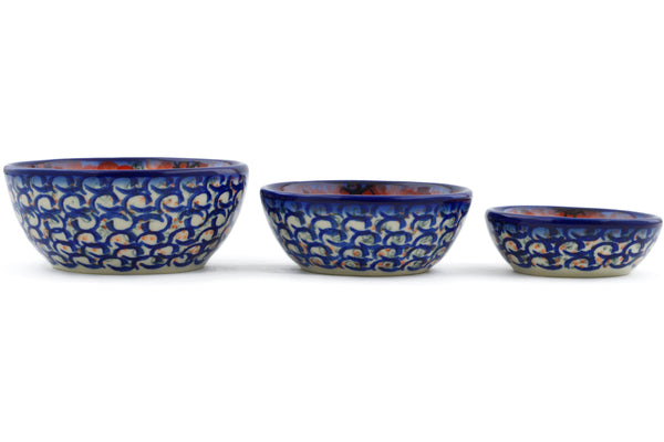 Polish Pottery Set of 3 Nesting Bowls Poppy Passion UNIKAT