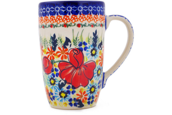 Polish Pottery 12 oz Bubble Mug Bold Poppies UNIKAT - Thumbnail 4