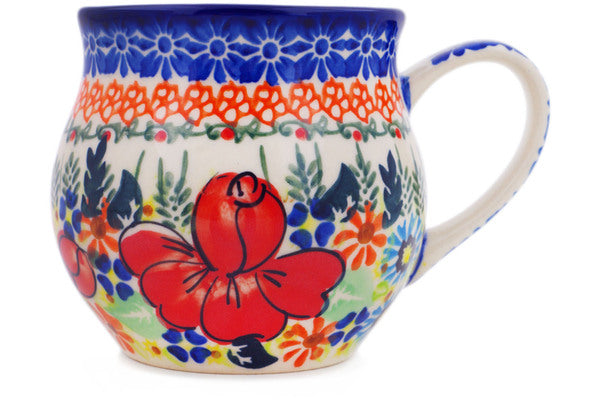 Polish Pottery 12 oz Bubble Mug Bold Poppies UNIKAT - Thumbnail 2