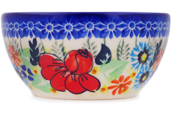 Polish Pottery 4" Bowl Bold Poppies UNIKAT