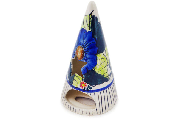 Polish Pottery 5" Candle Holder Blue Bouquet UNIKAT