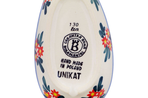 Polish Pottery 5" Spoon Rest Blue Bouquet UNIKAT - Thumbnail 4