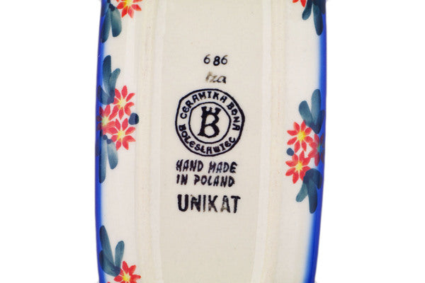 Polish Pottery 7" Butter Dish Blue Bouquet UNIKAT - Thumbnail 4
