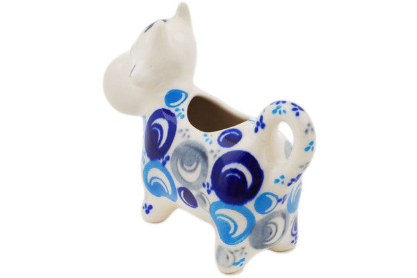 Polish Pottery 2 oz Cow Shaped Creamer Blue Peacock Eye - Thumbnail 2