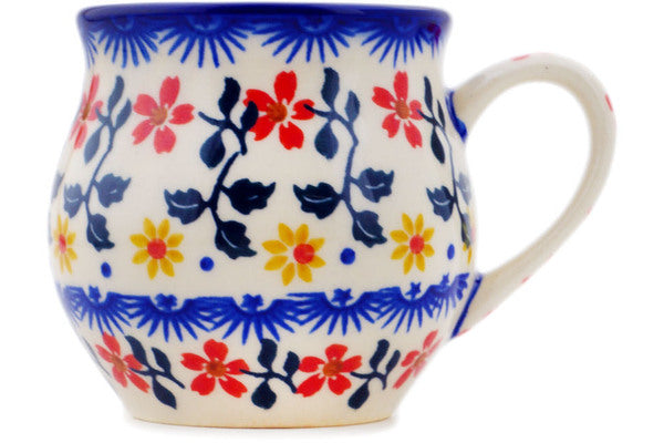 Polish Pottery 8 oz Bubble Mug Red Sunflower - Thumbnail 3