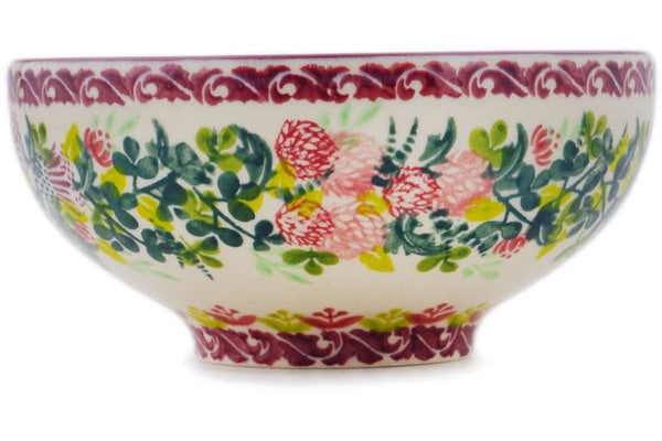 Polish Pottery 6" Bowl with Pedestal Thriving Thistle Wreath