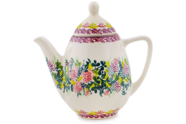 Polish Pottery 20 oz Tea or Coffee Pot Thriving Thistle Wreath - Thumbnail 3