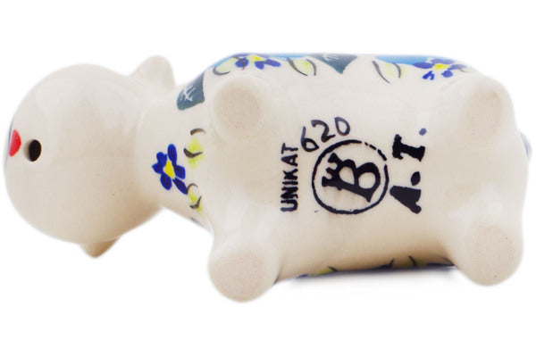 Polish Pottery 2 oz Cow Shaped Creamer Pansy Morning - Thumbnail 4