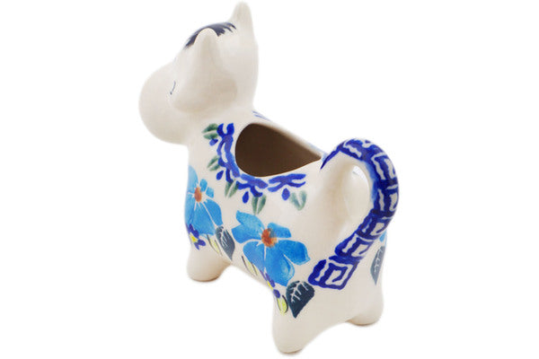 Polish Pottery 2 oz Cow Shaped Creamer Pansy Morning - Thumbnail 3