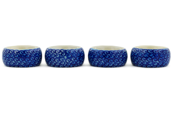 Polish Pottery 4-Piece Napkin Rings Set Midnight Eclipse - Thumbnail 2