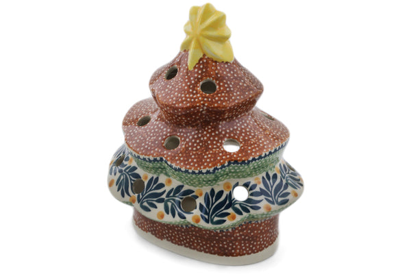 Polish Pottery 7" Christmas Tree Candle Holder Lemon Tree - Thumbnail 2