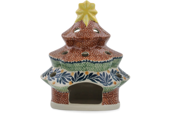 Polish Pottery 7" Christmas Tree Candle Holder Lemon Tree