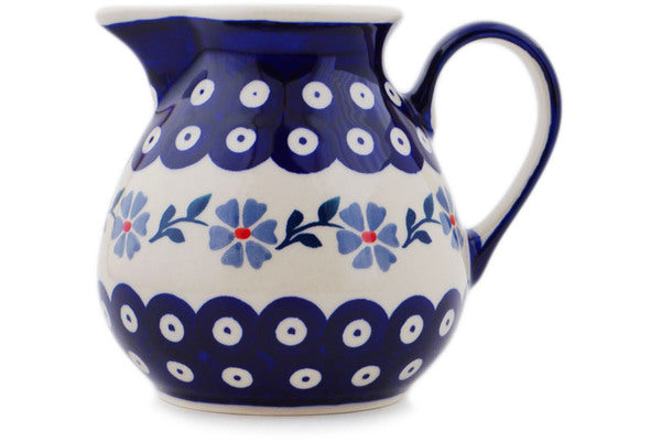 Polish Pottery 30 oz Pitcher Peacock Forget-Me-Not