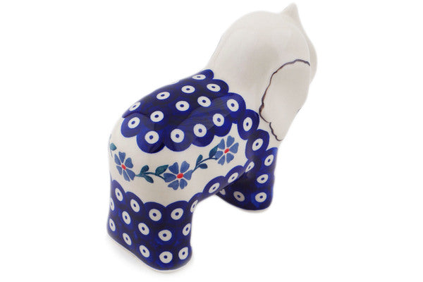 Polish Pottery 6" Elephant Figurine Peacock Forget-Me-Not - Thumbnail 4