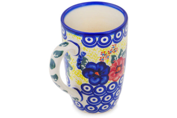 Polish Pottery 14 oz Mug Neon Poppies