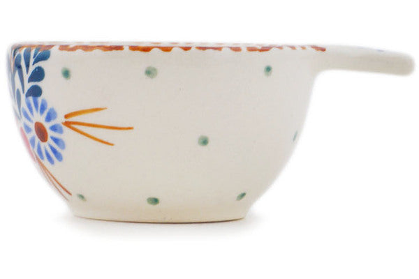 Polish Pottery 1/4 Cup Measuring Cup Rustic Field Flowers Red - Thumbnail 3