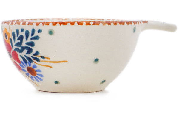 Polish Pottery 1/4 Cup Measuring Cup Rustic Field Flowers Red