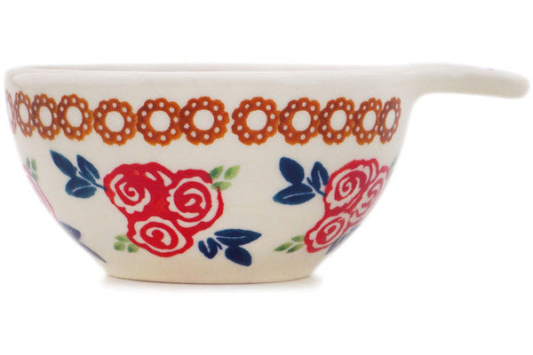 Polish Pottery 1/3 Cup Measuring Cup Radiant Roses - Thumbnail 4