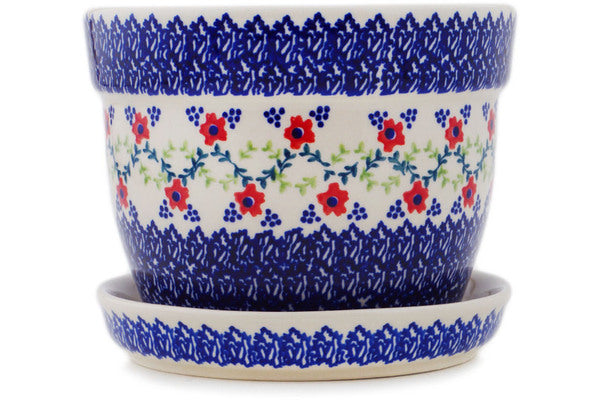 Polish Pottery 6" Planter Rings Of Happiness - Thumbnail 4