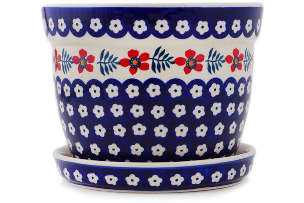 Polish Pottery 6" Planter Poppies And Ferns - Thumbnail 3