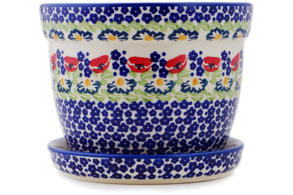 Polish Pottery 7" Planter Wild Poppies