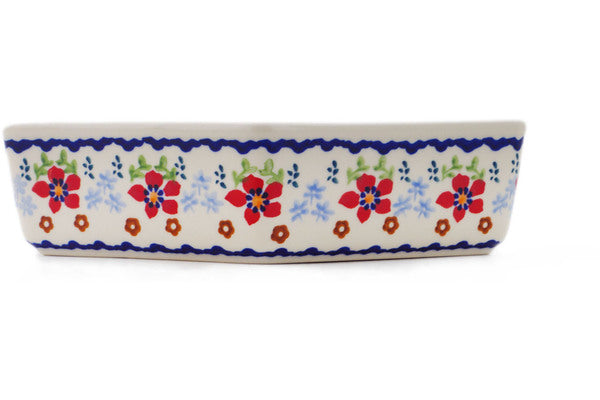 Polish Pottery 8" Bowl Red Flower Meadow - Thumbnail 3