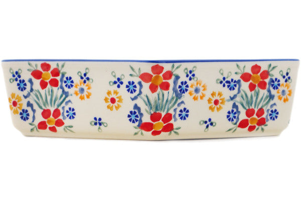 Polish Pottery 8" Bowl Spring's Red Garden UNIKAT - Thumbnail 3