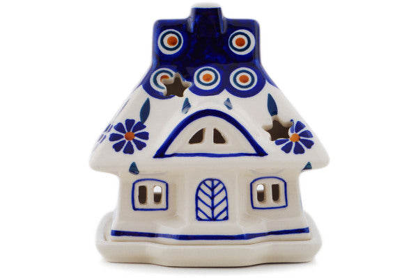 Polish Pottery 5" House Shaped Candle Holder - Thumbnail 2