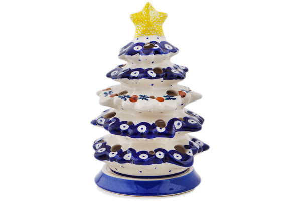 Polish Pottery 8" Christmas Tree Candle Holder