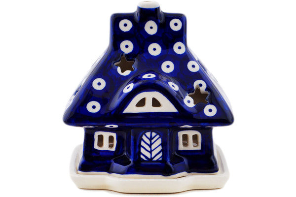 Polish Pottery 5" House Shaped Candle Holder