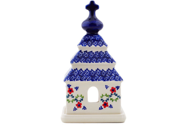 Polish Pottery 8" Chapel Candle Holder Rings Of Happiness - Thumbnail 2