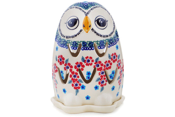 Polish Pottery 6" Candle Holder Kismet Red